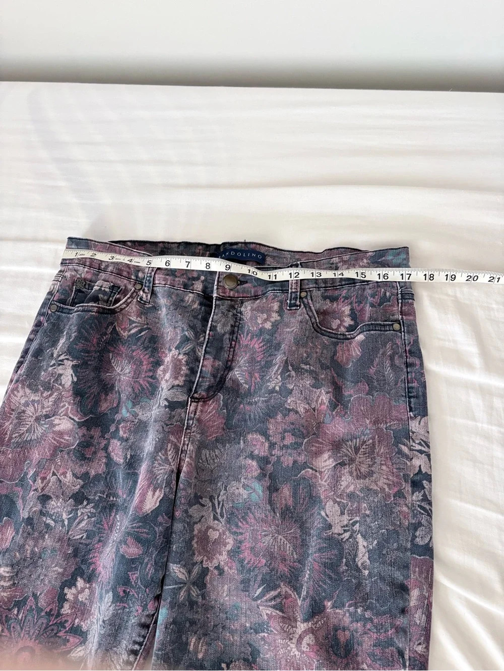 Bandolino Jeans with Dusty Lavender and Slate Floral Waistband - Picture 3 of 9